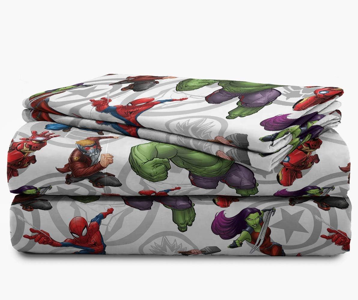 imageJay Franco Kids Sheet Set with Fitted Flat Sheets amp Pillow Cover UltraSoft Bedding with Pillowcase for Room Decor White Bluey 4 Piece FullMulti Avengers