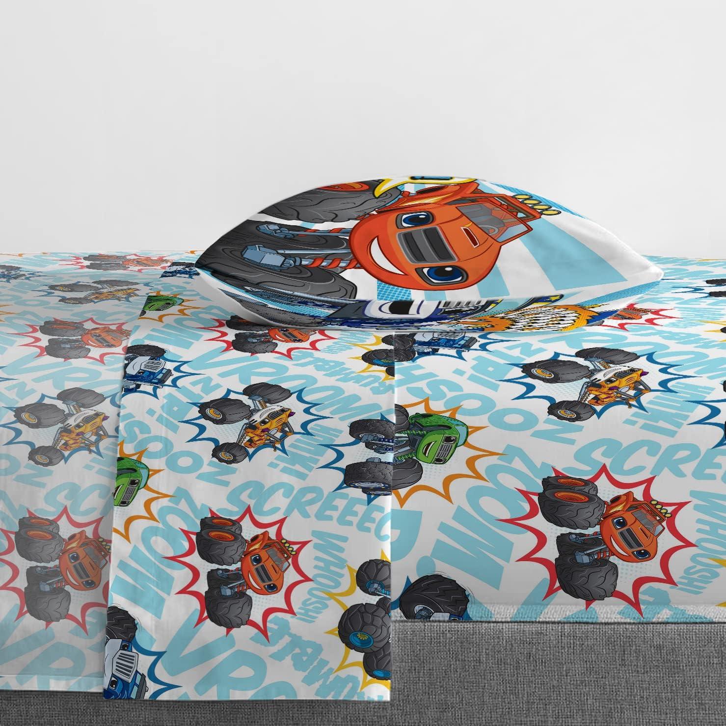imageJay Franco Kids Sheet Set with Fitted Flat Sheets amp Pillow Cover UltraSoft Bedding with Pillowcase for Room Decor White Bluey 4 Piece FullMulti Blaze