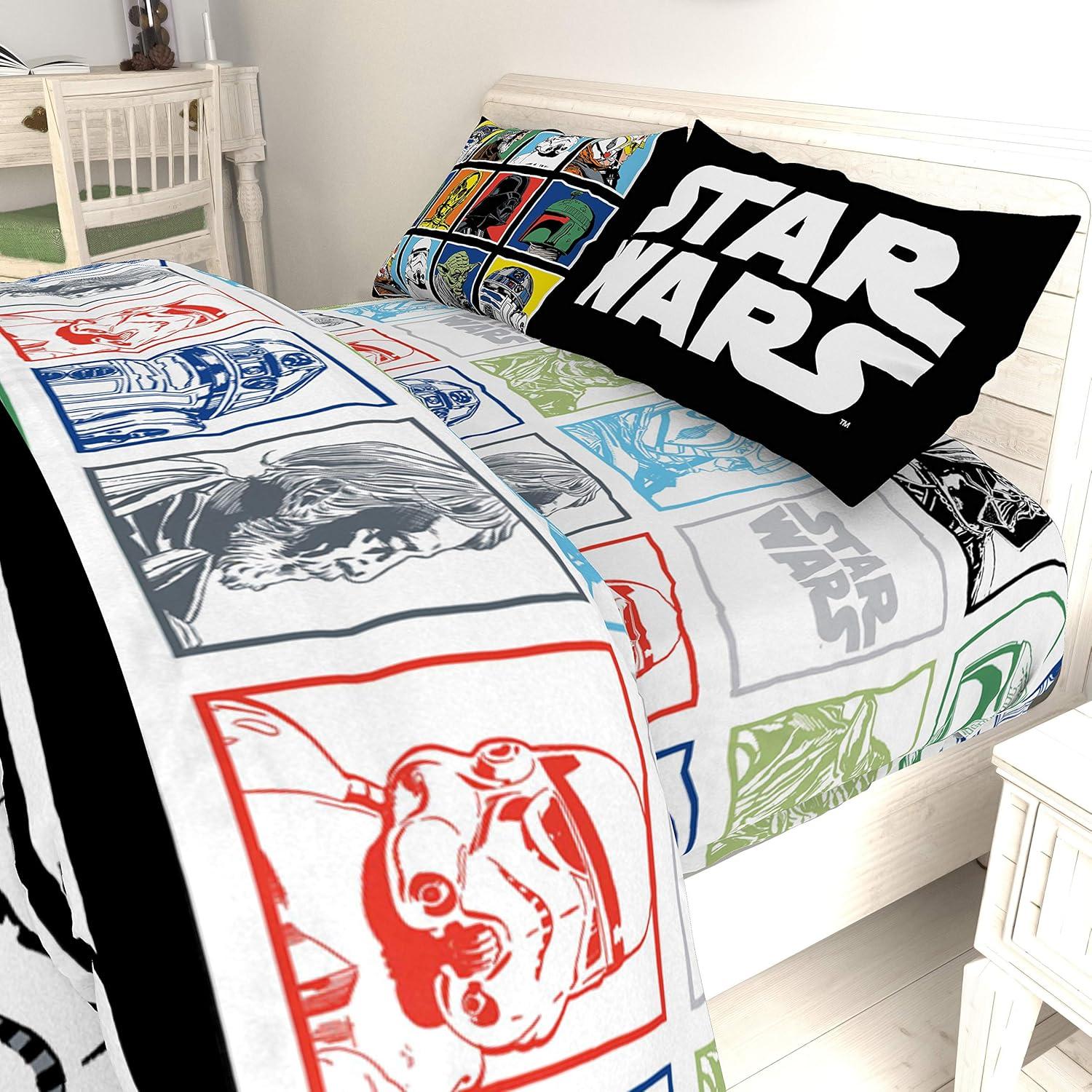 imageJay Franco Kids Sheet Set with Fitted Flat Sheets amp Pillow Cover UltraSoft Bedding with Pillowcase for Room Decor White Bluey 4 Piece FullMulti Star Wars