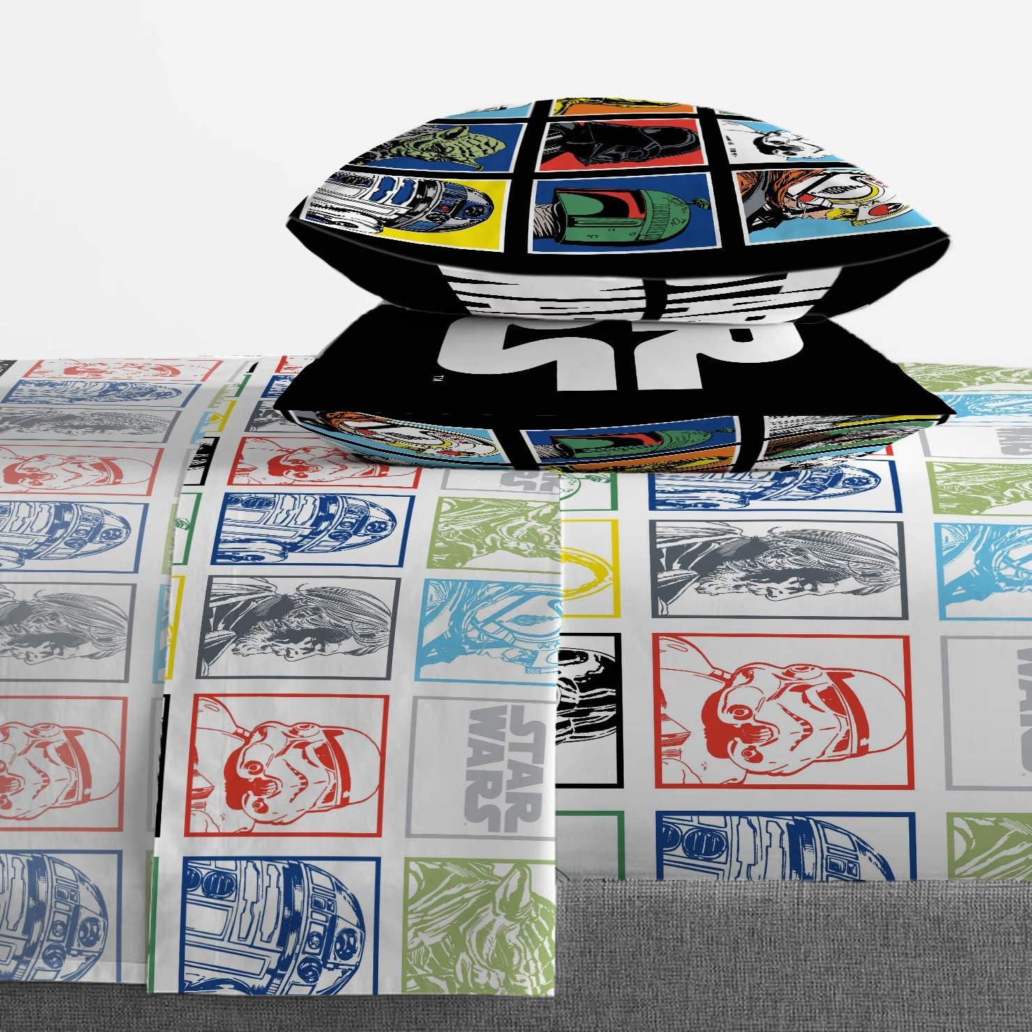 imageJay Franco Kids Sheet Set with Fitted Flat Sheets amp Pillow Cover UltraSoft Bedding with Pillowcase for Room Decor White Bluey 4 Piece FullMulti Star Wars