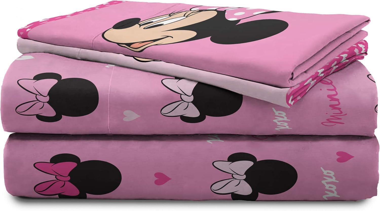 imageJay Franco Kids Sheet Set with Fitted Flat Sheets amp Pillow Cover UltraSoft Bedding with Pillowcase for Room Decor White Bluey 4 Piece FullPink Minnie Mouse