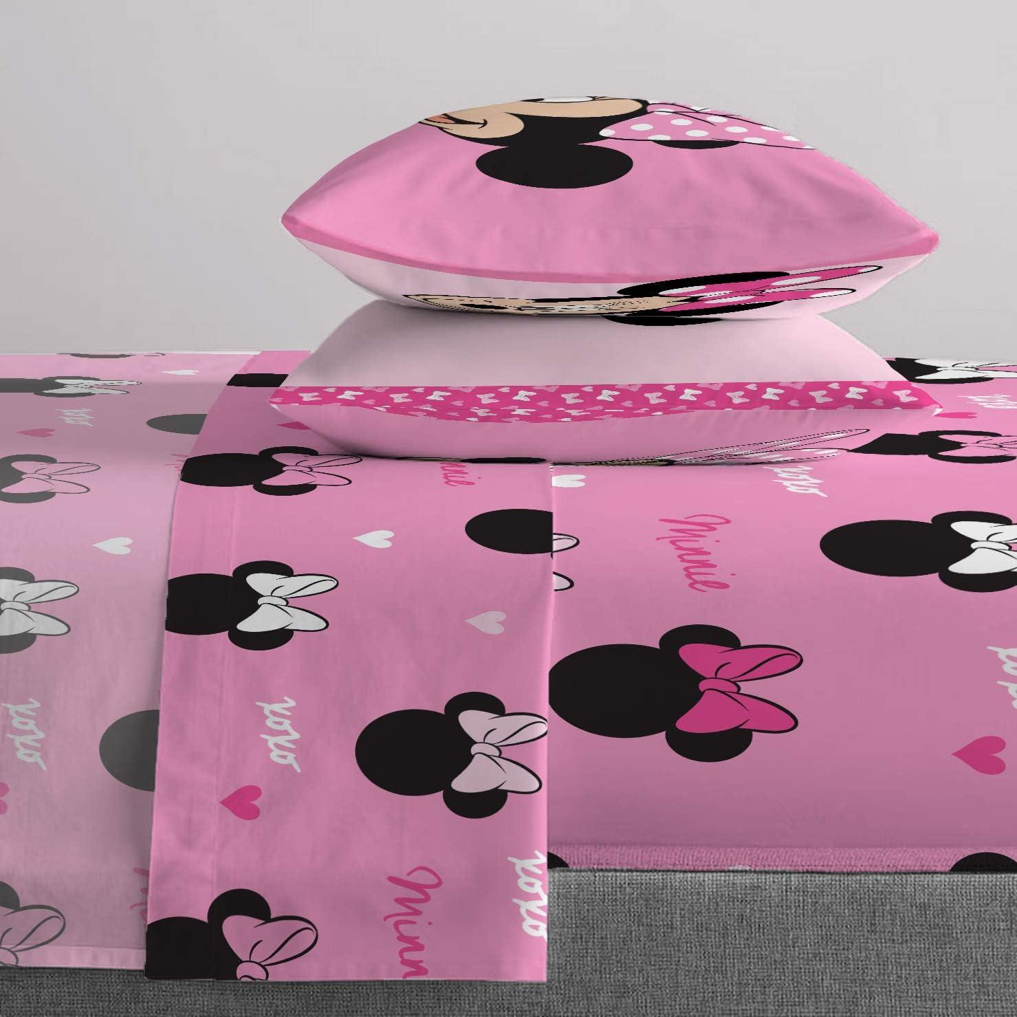 imageJay Franco Kids Sheet Set with Fitted Flat Sheets amp Pillow Cover UltraSoft Bedding with Pillowcase for Room Decor White Bluey 4 Piece FullPink Minnie Mouse