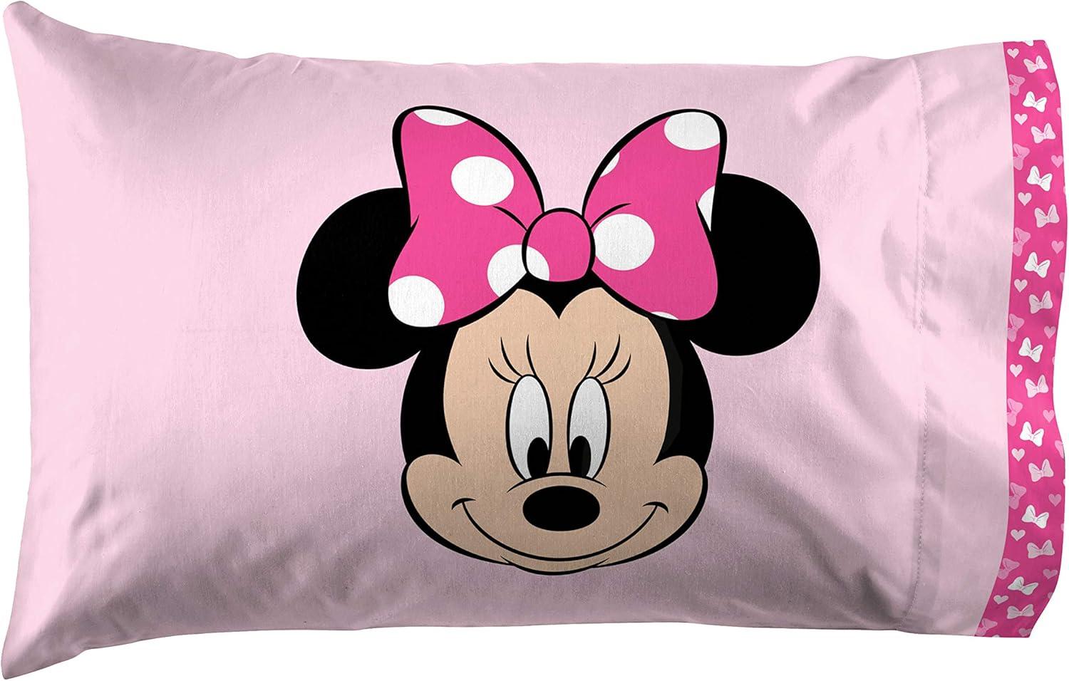 imageJay Franco Kids Sheet Set with Fitted Flat Sheets amp Pillow Cover UltraSoft Bedding with Pillowcase for Room Decor White Bluey 4 Piece FullPink Minnie Mouse