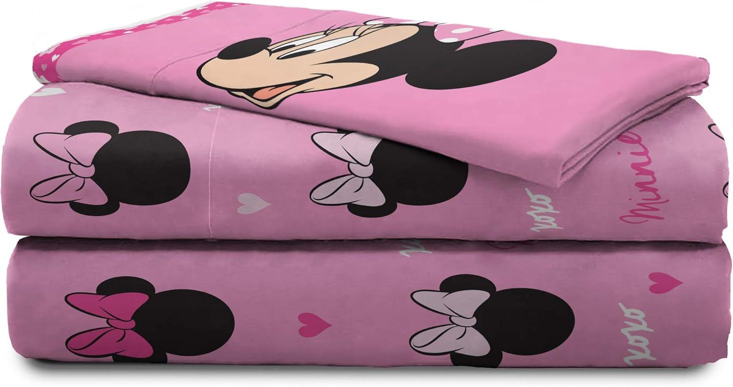 imageJay Franco Kids Sheet Set with Fitted Flat Sheets amp Pillow Cover UltraSoft Bedding with Pillowcase for Room Decor White Bluey 4 Piece FullPink Minnie Mouse