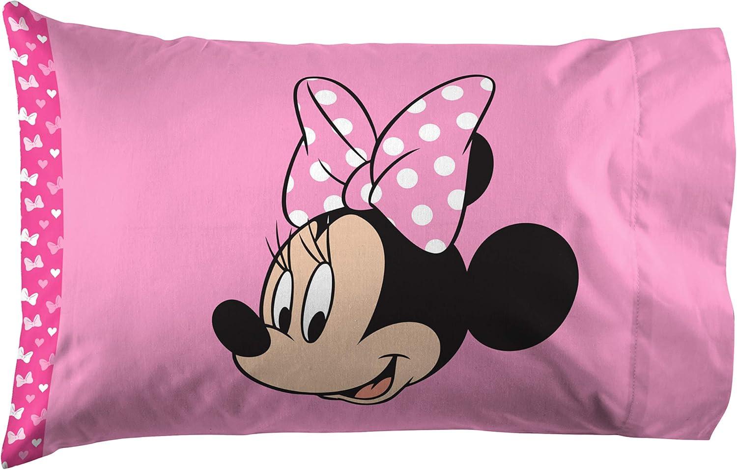 imageJay Franco Kids Sheet Set with Fitted Flat Sheets amp Pillow Cover UltraSoft Bedding with Pillowcase for Room Decor White Bluey 4 Piece FullPink Minnie Mouse