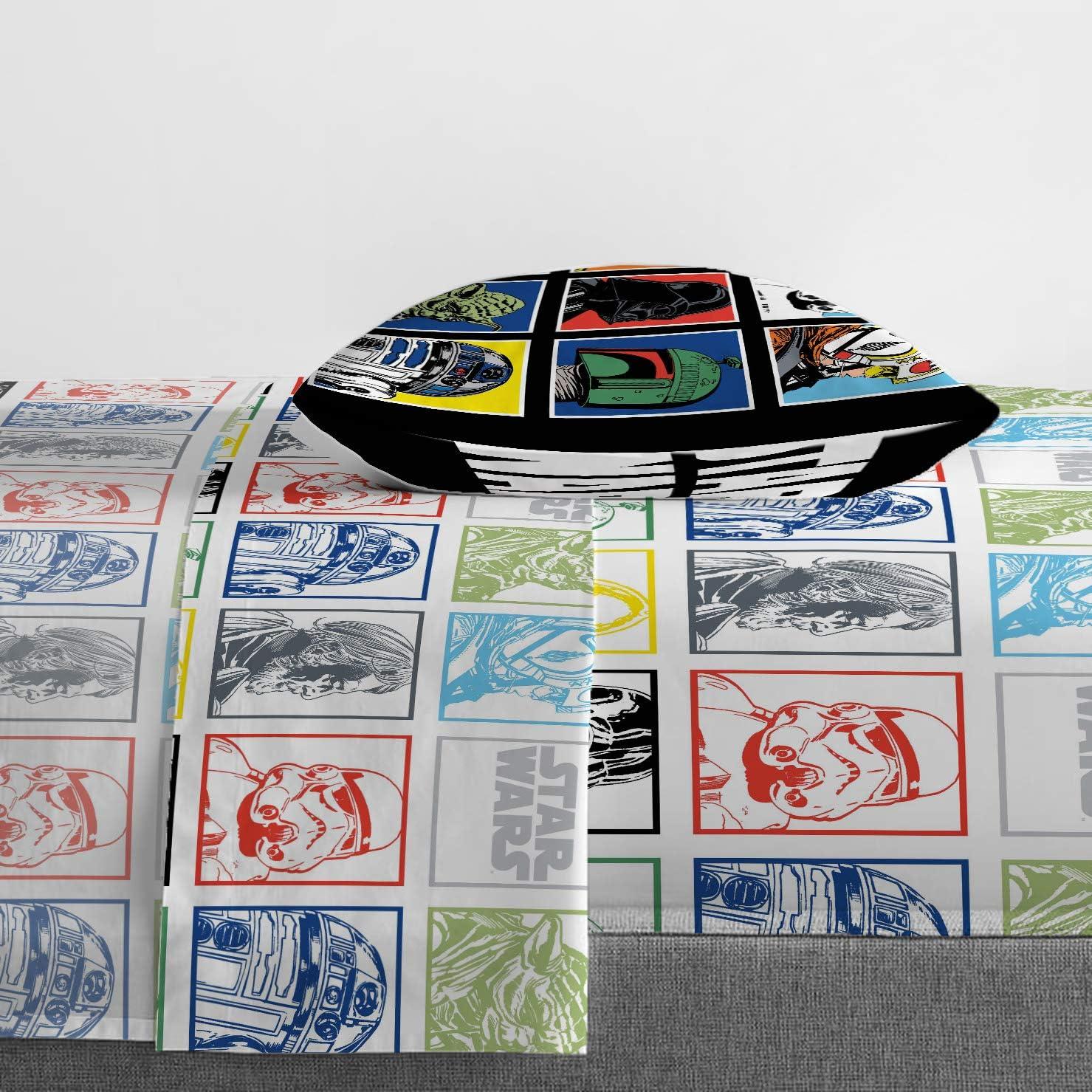 imageJay Franco Kids Sheet Set with Fitted Flat Sheets amp Pillow Cover UltraSoft Bedding with Pillowcase for Room Decor White Bluey 4 Piece FullStar Wars Classic