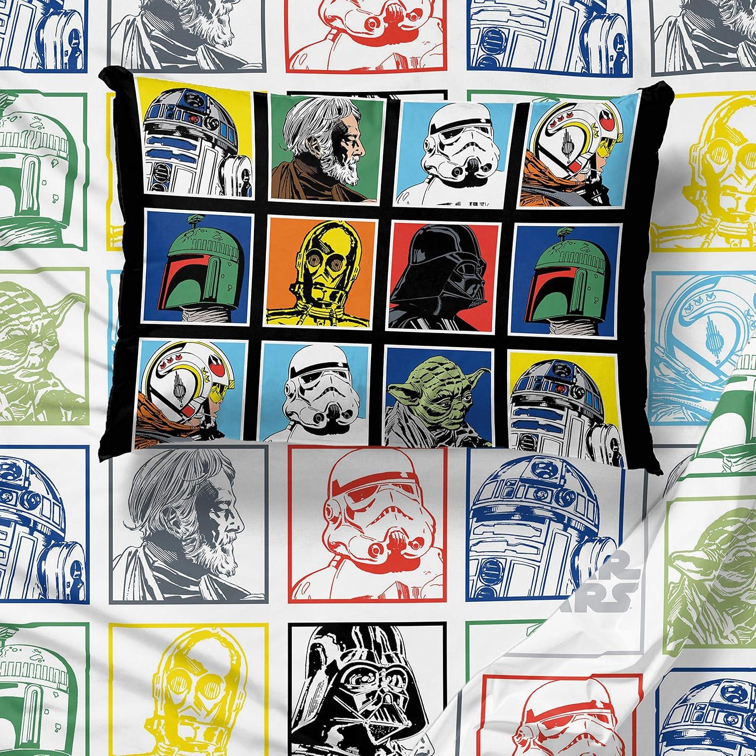 imageJay Franco Kids Sheet Set with Fitted Flat Sheets amp Pillow Cover UltraSoft Bedding with Pillowcase for Room Decor White Bluey 4 Piece FullStar Wars Classic