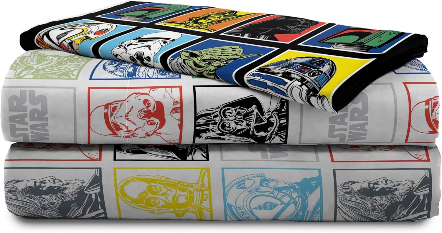 imageJay Franco Kids Sheet Set with Fitted Flat Sheets amp Pillow Cover UltraSoft Bedding with Pillowcase for Room Decor White Bluey 4 Piece FullStar Wars Classic