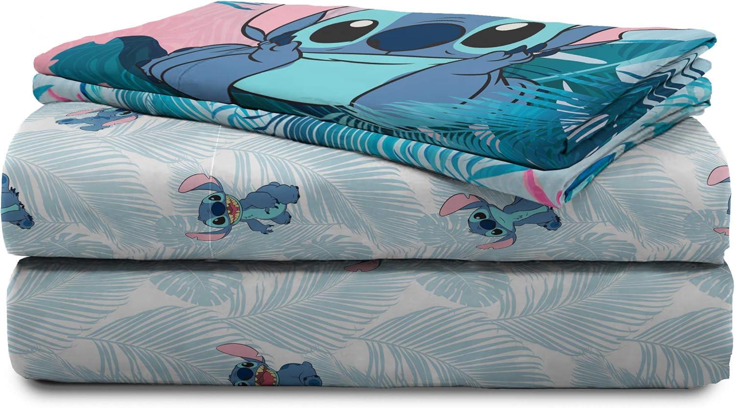 imageJay Franco Kids Sheet Set with Fitted Flat Sheets amp Pillow Cover UltraSoft Bedding with Pillowcase for Room Decor White Bluey 4 Piece FullTeal Lilo Stitch