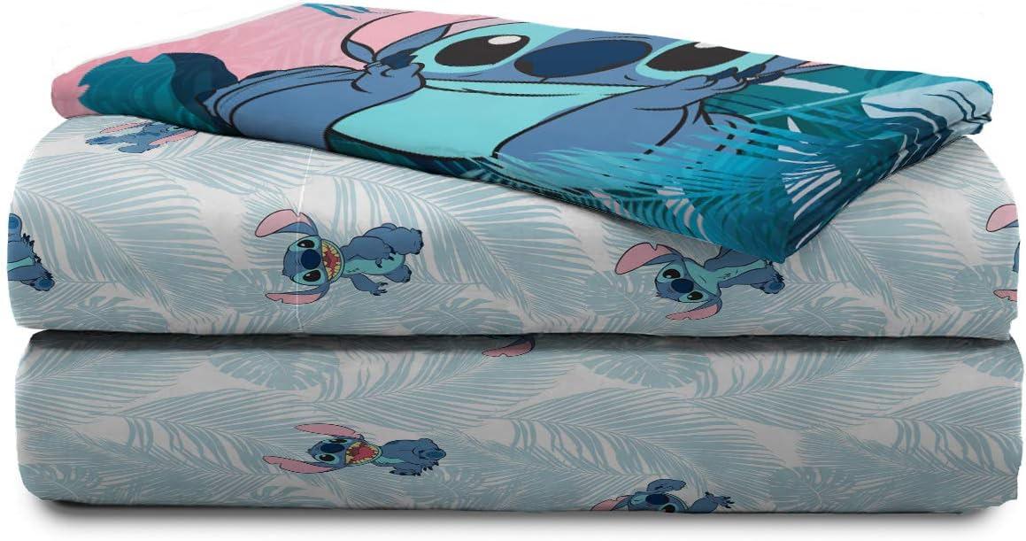imageJay Franco Kids Sheet Set with Fitted Flat Sheets amp Pillow Cover UltraSoft Bedding with Pillowcase for Room Decor White Bluey 4 Piece FullTeal Lilo Stitch