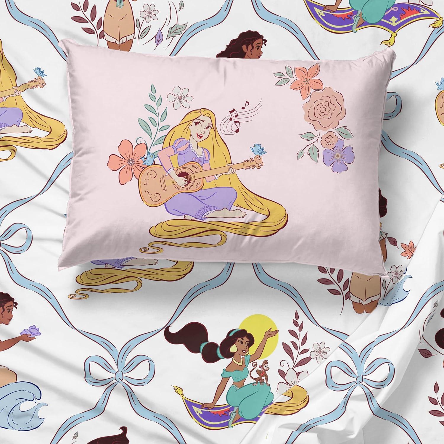 imageJay Franco Kids Sheet Set with Fitted Flat Sheets amp Pillow Cover UltraSoft Bedding with Pillowcase for Room Decor White Bluey 4 Piece FullWhite Disney Princess