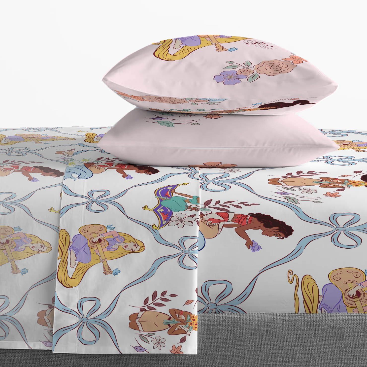 imageJay Franco Kids Sheet Set with Fitted Flat Sheets amp Pillow Cover UltraSoft Bedding with Pillowcase for Room Decor White Bluey 4 Piece FullWhite Disney Princess
