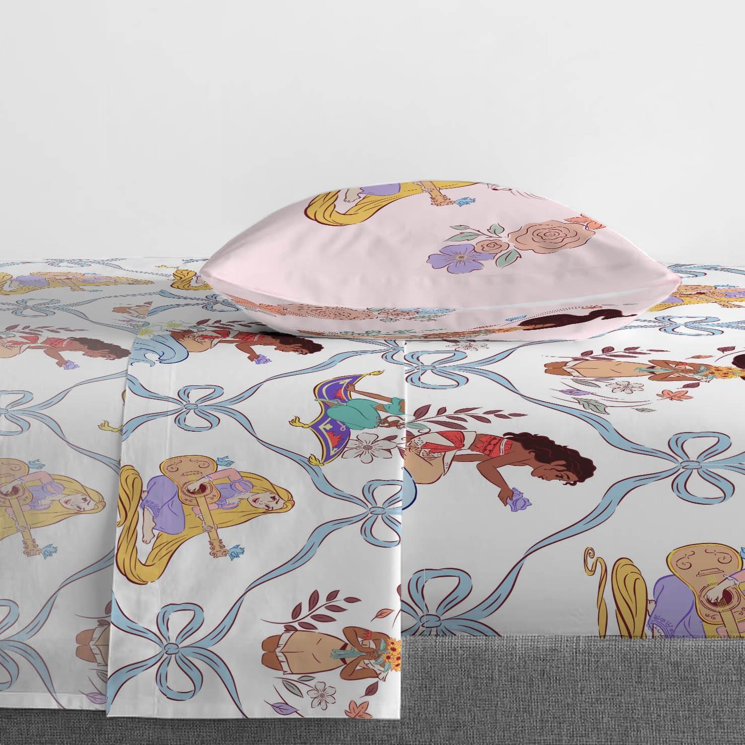 imageJay Franco Kids Sheet Set with Fitted Flat Sheets amp Pillow Cover UltraSoft Bedding with Pillowcase for Room Decor White Bluey 4 Piece FullWhite Disney Princess