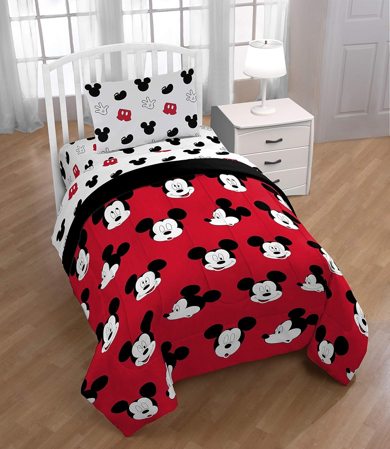 imageJay Franco Kids Sheet Set with Fitted Flat Sheets amp Pillow Cover UltraSoft Bedding with Pillowcase for Room Decor White Bluey 4 Piece FullWhite Mickey Mouse