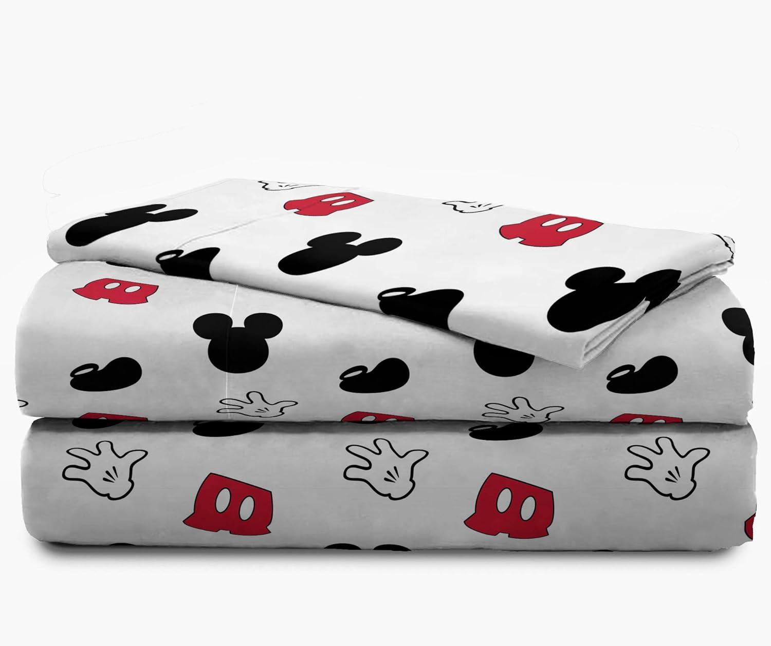 imageJay Franco Kids Sheet Set with Fitted Flat Sheets amp Pillow Cover UltraSoft Bedding with Pillowcase for Room Decor White Bluey 4 Piece FullWhite Mickey Mouse