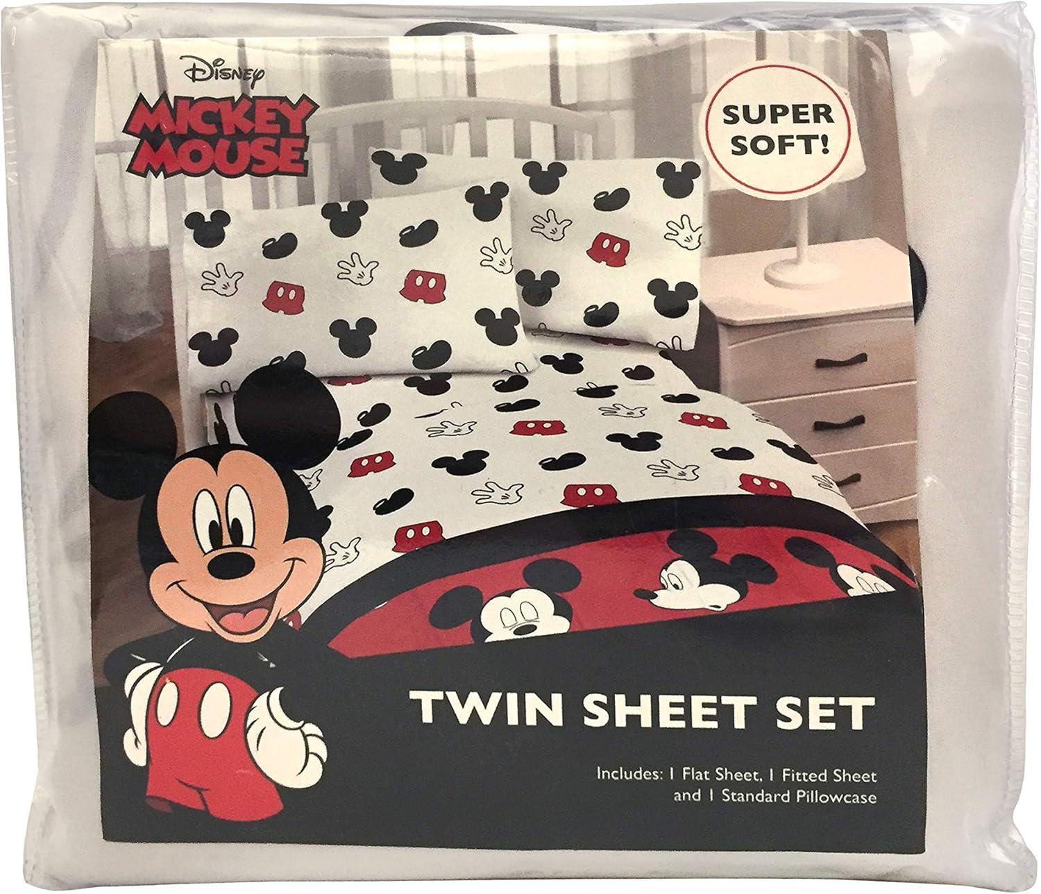 imageJay Franco Kids Sheet Set with Fitted Flat Sheets amp Pillow Cover UltraSoft Bedding with Pillowcase for Room Decor White Bluey 4 Piece FullWhite Mickey Mouse