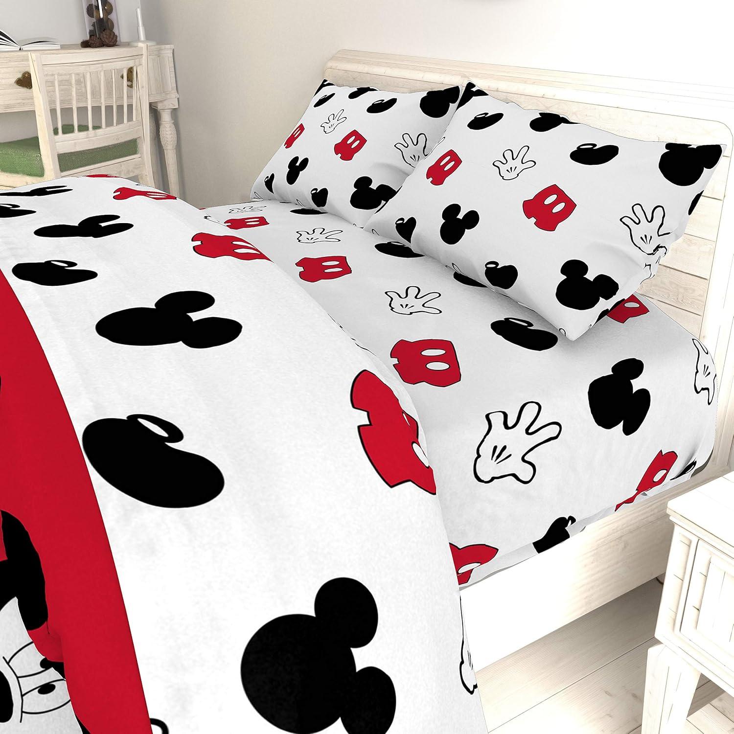 imageJay Franco Kids Sheet Set with Fitted Flat Sheets amp Pillow Cover UltraSoft Bedding with Pillowcase for Room Decor White Bluey 4 Piece FullWhite Mickey Mouse