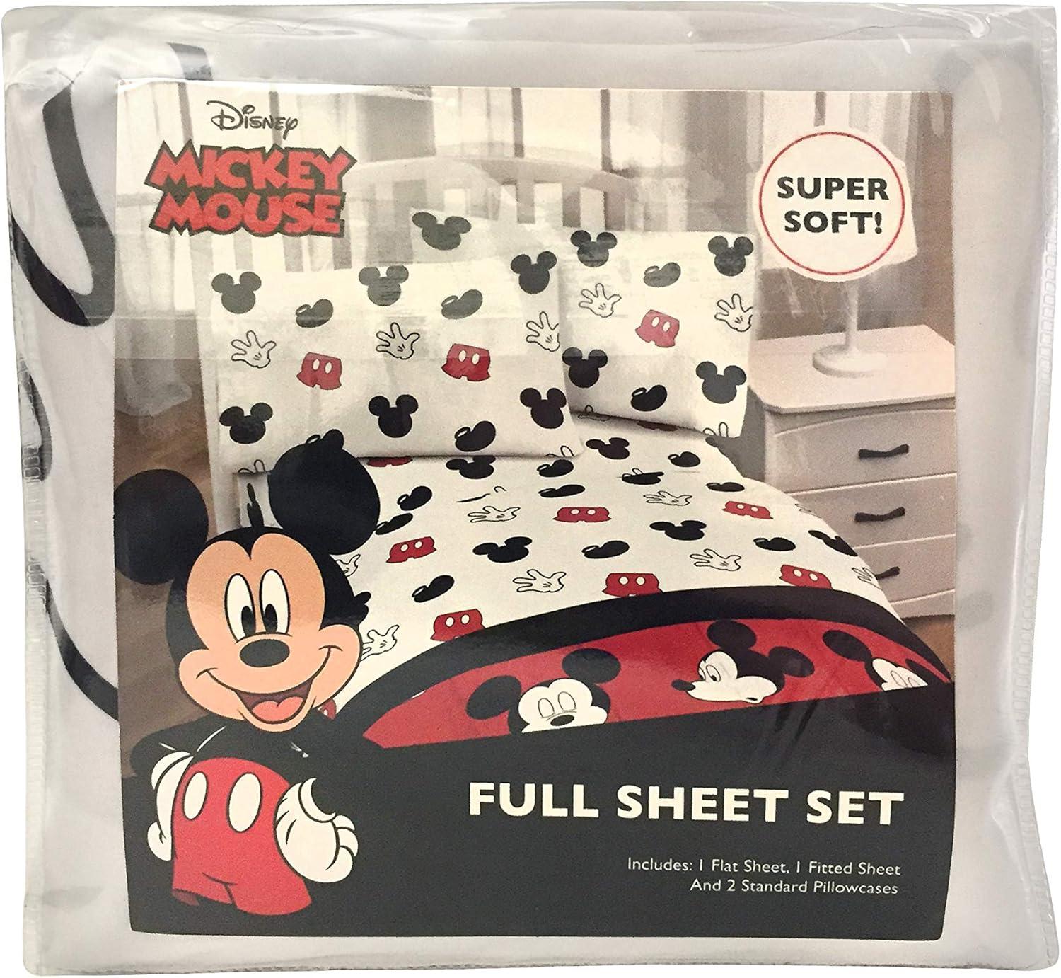 imageJay Franco Kids Sheet Set with Fitted Flat Sheets amp Pillow Cover UltraSoft Bedding with Pillowcase for Room Decor White Bluey 4 Piece FullWhite Mickey Mouse
