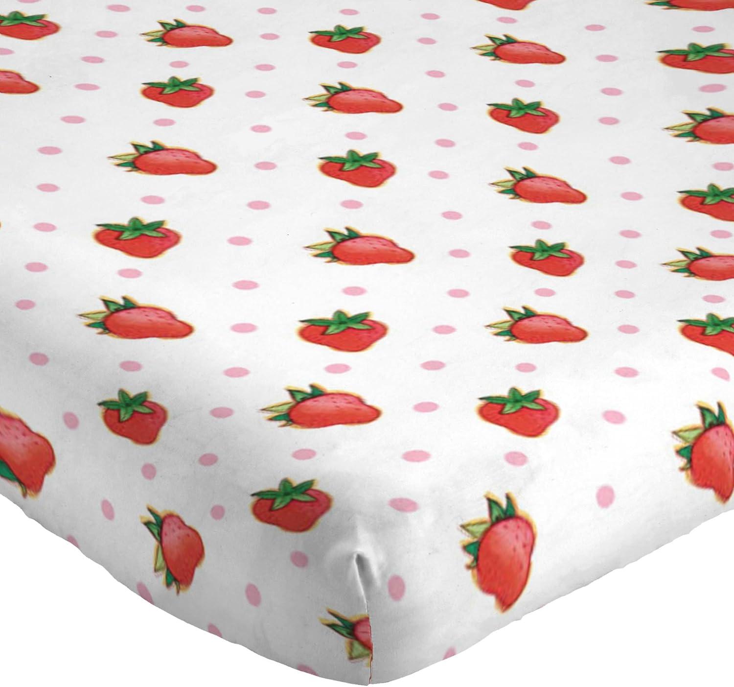 imageJay Franco Kids Sheet Set with Fitted Flat Sheets amp Pillow Cover UltraSoft Bedding with Pillowcase for Room Decor White Bluey 4 Piece FullWhite Strawberry Shortcake