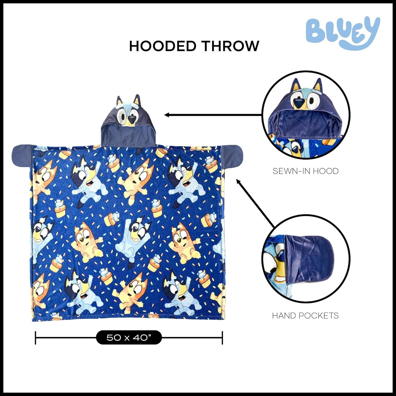 imageNorthwest BBC Studios Bluey Throw Blanket Wearable Hooded 3D Sculpted Silk Touch Throw 40x50Bouncy About