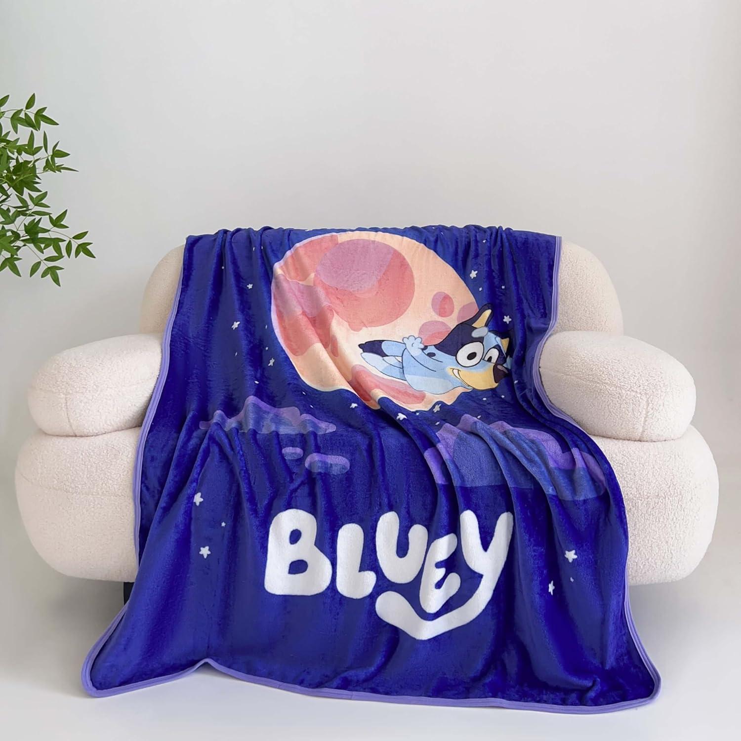 imageNorthwest Bluey Micro Raschel Throw Blanket 46 x 60 Family PhotoOver the Moon