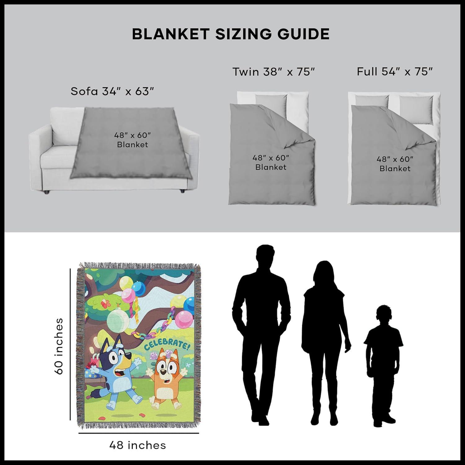 imageNorthwest Bluey Woven Tapestry Throw Blanket Celebrate Fun 48 x 60 inches