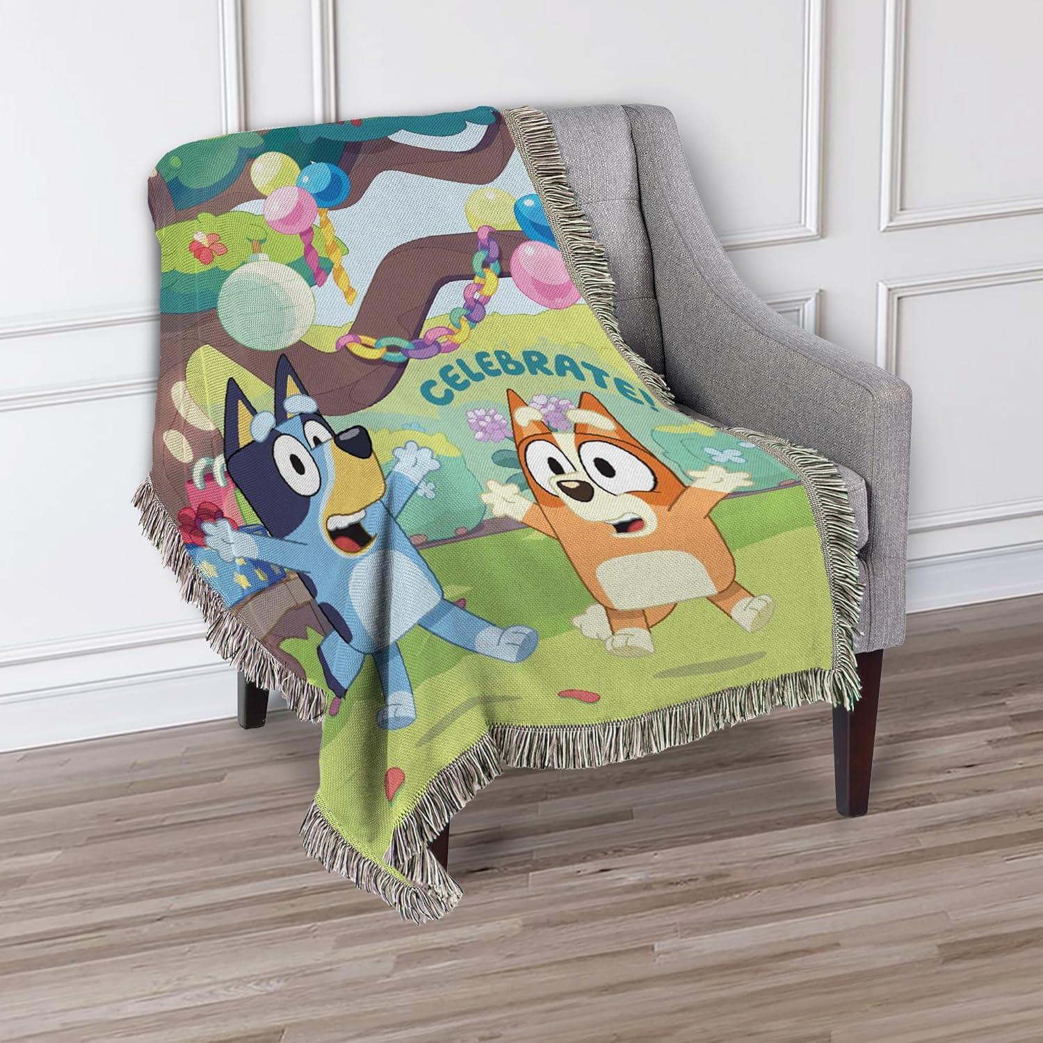imageNorthwest Bluey Woven Tapestry Throw Blanket Celebrate Fun 48 x 60 inches