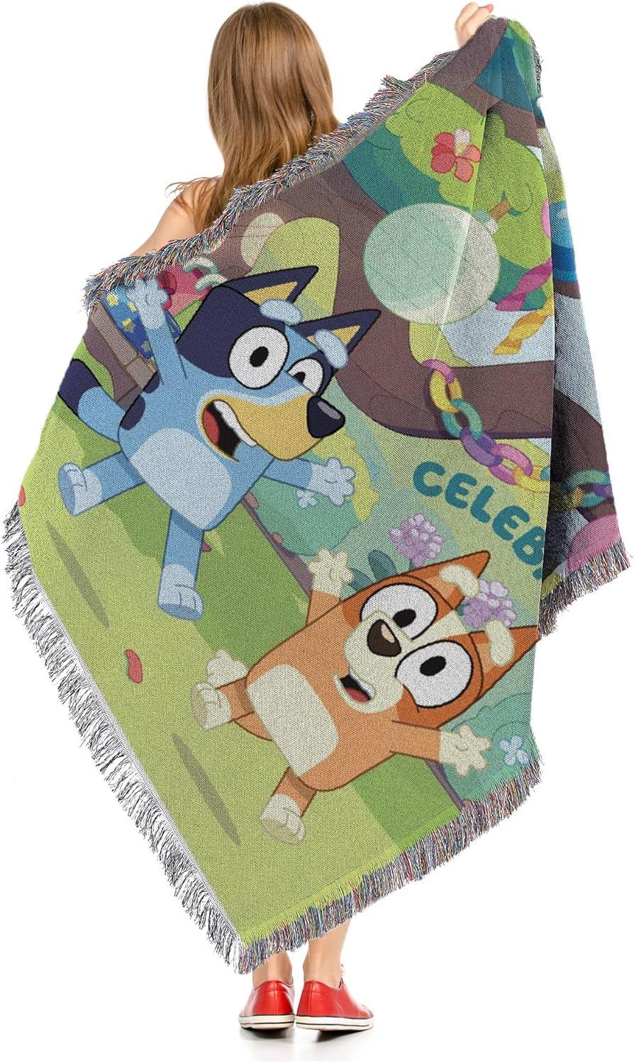 imageNorthwest Bluey Woven Tapestry Throw Blanket Celebrate Fun 48 x 60 inches