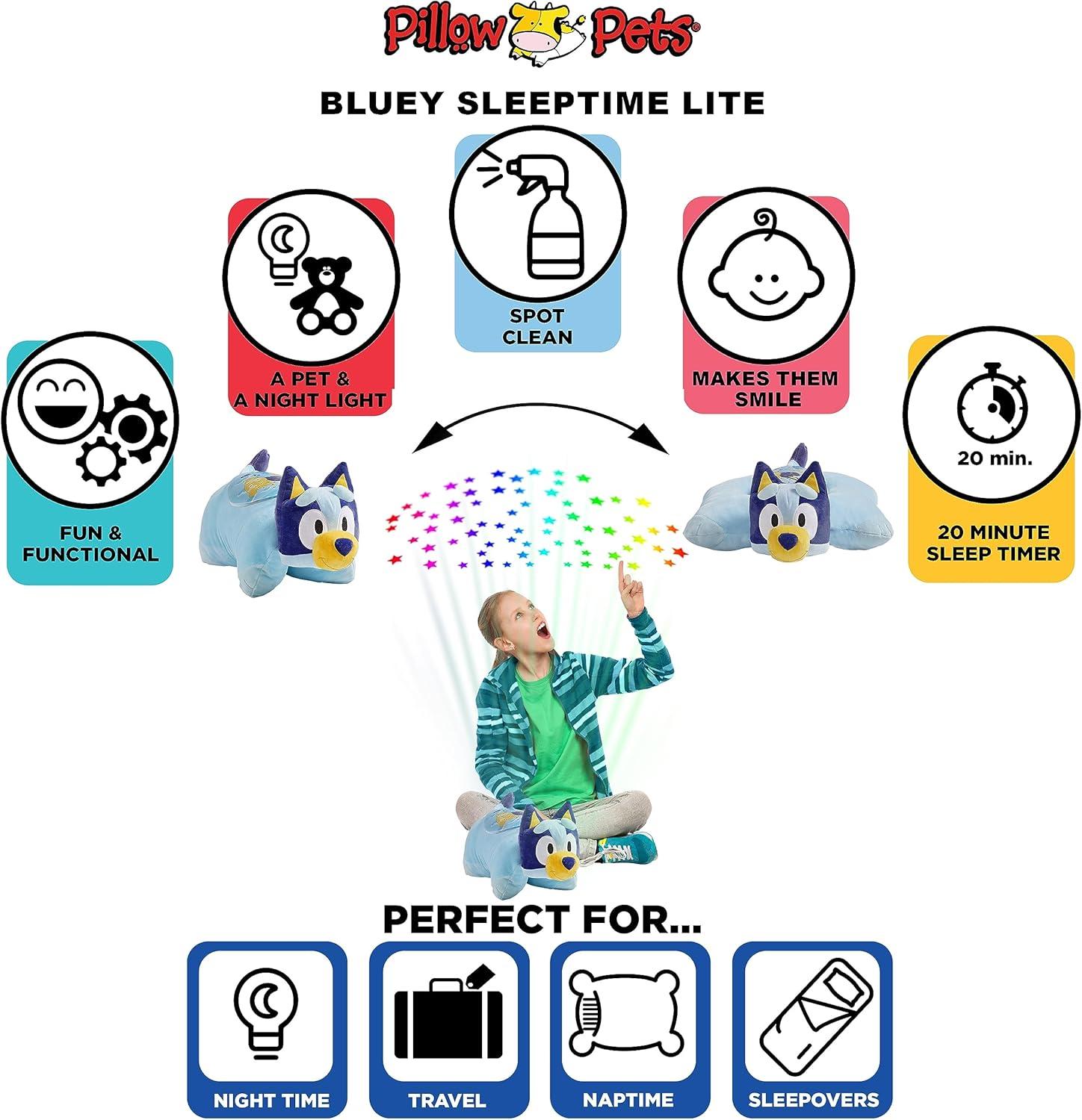imagePillow Pets 16 inch Bluey Sleep Time Light Stuffed Animal Plush Toy Gifts for Kids