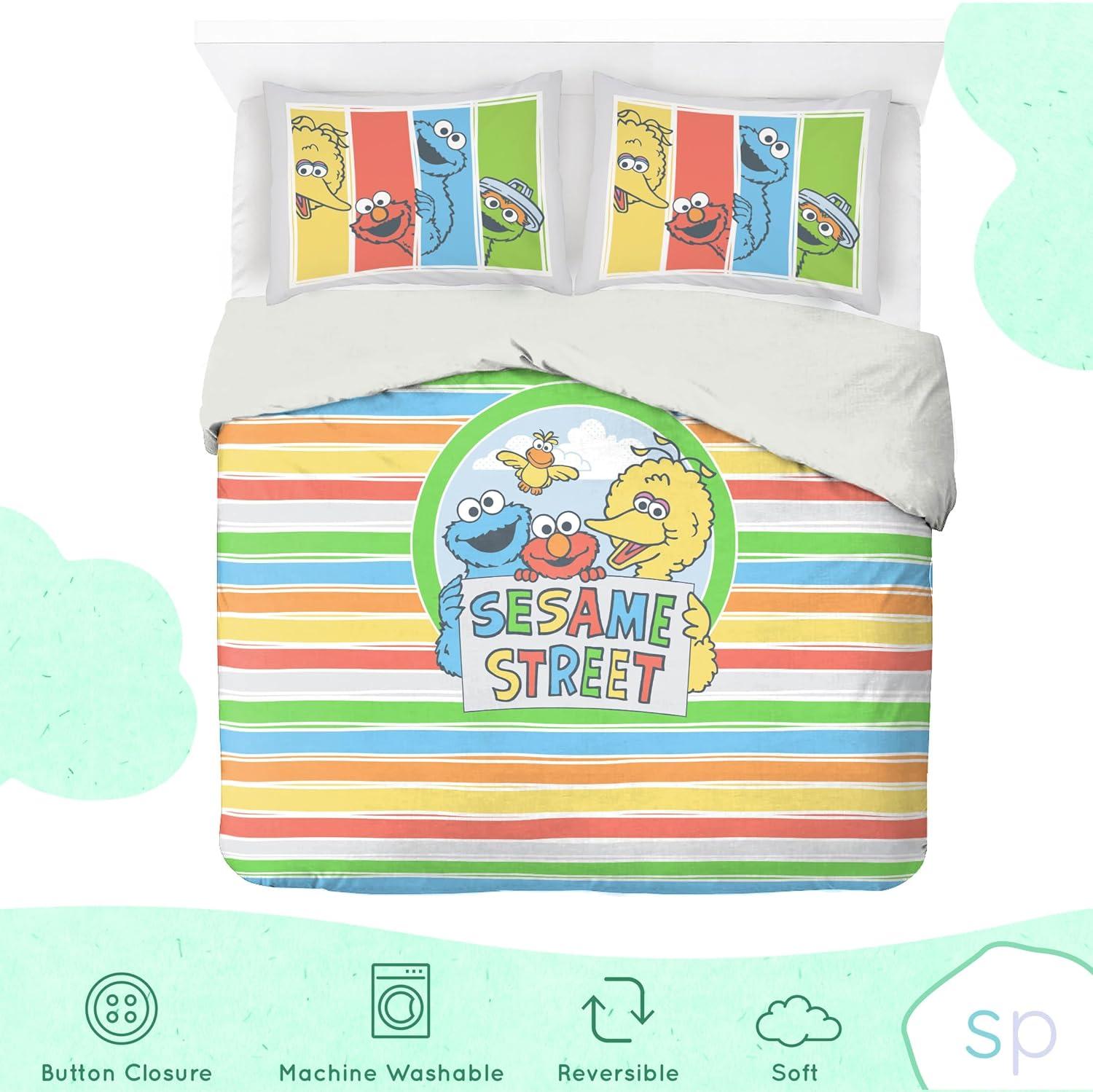 imageSaturday Park Bluey and Bingo Rainbow Clouds Twin Duvet Cover amp Sham Set 2 Piece 100 Organic Cotton Duvet Set GOTS amp OekoTEX CertifiedMulti Sesame Street