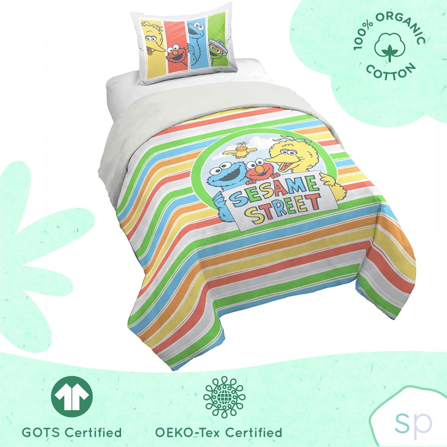 imageSaturday Park Bluey and Bingo Rainbow Clouds Twin Duvet Cover amp Sham Set 2 Piece 100 Organic Cotton Duvet Set GOTS amp OekoTEX CertifiedMulti Sesame Street