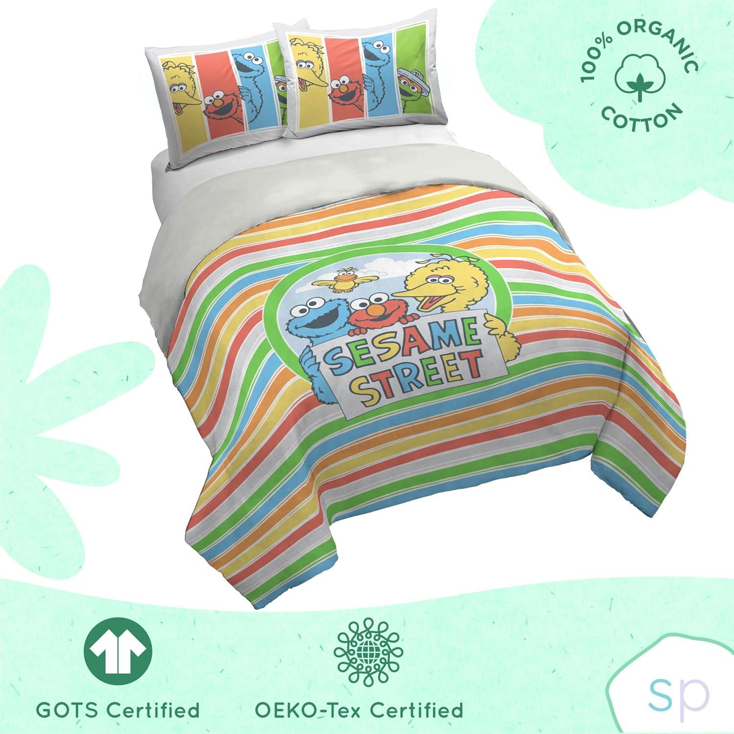imageSaturday Park Bluey and Bingo Rainbow Clouds Twin Duvet Cover amp Sham Set 2 Piece 100 Organic Cotton Duvet Set GOTS amp OekoTEX CertifiedMulti Sesame Street