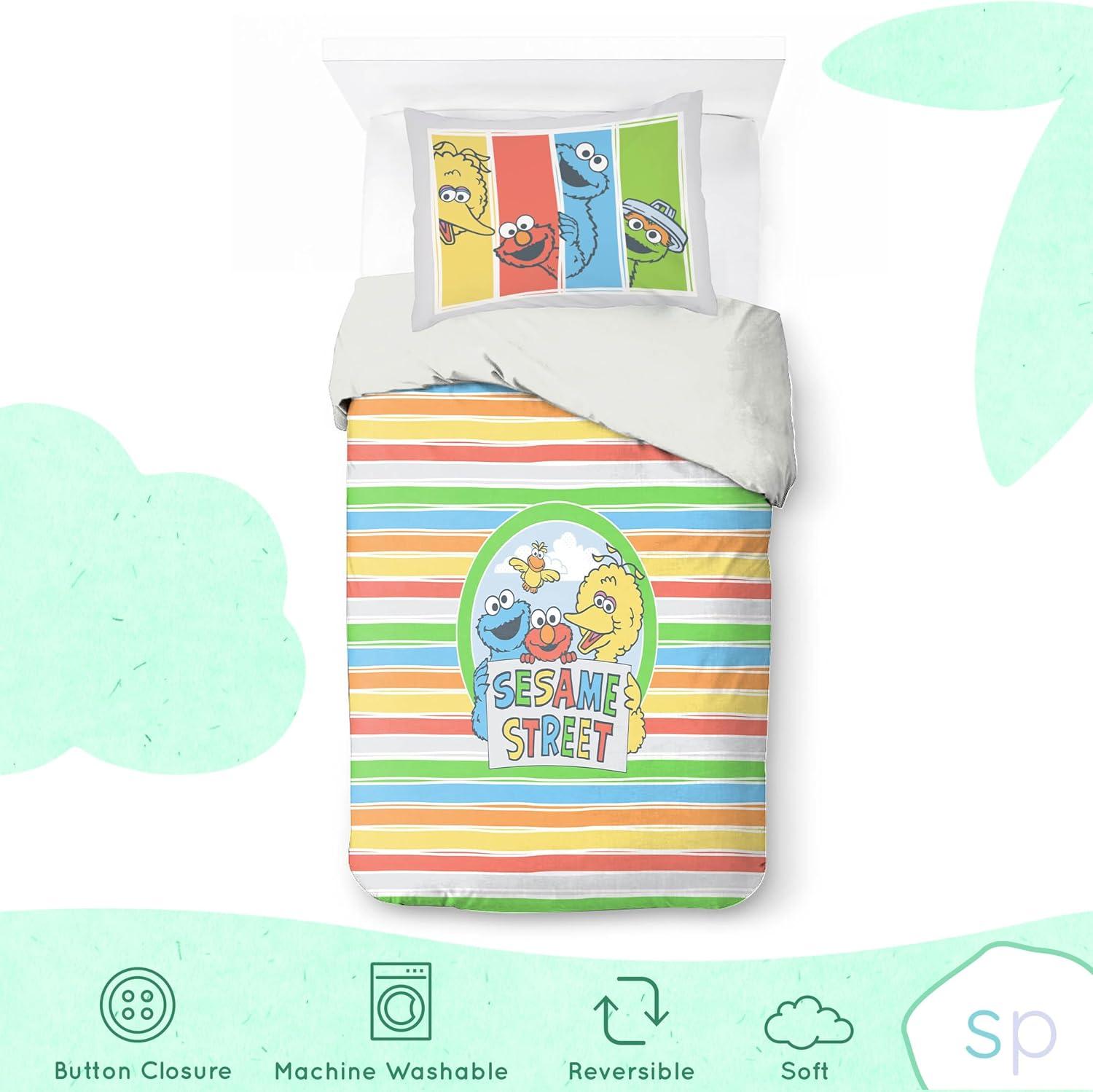 imageSaturday Park Bluey and Bingo Rainbow Clouds Twin Duvet Cover amp Sham Set 2 Piece 100 Organic Cotton Duvet Set GOTS amp OekoTEX CertifiedMulti Sesame Street