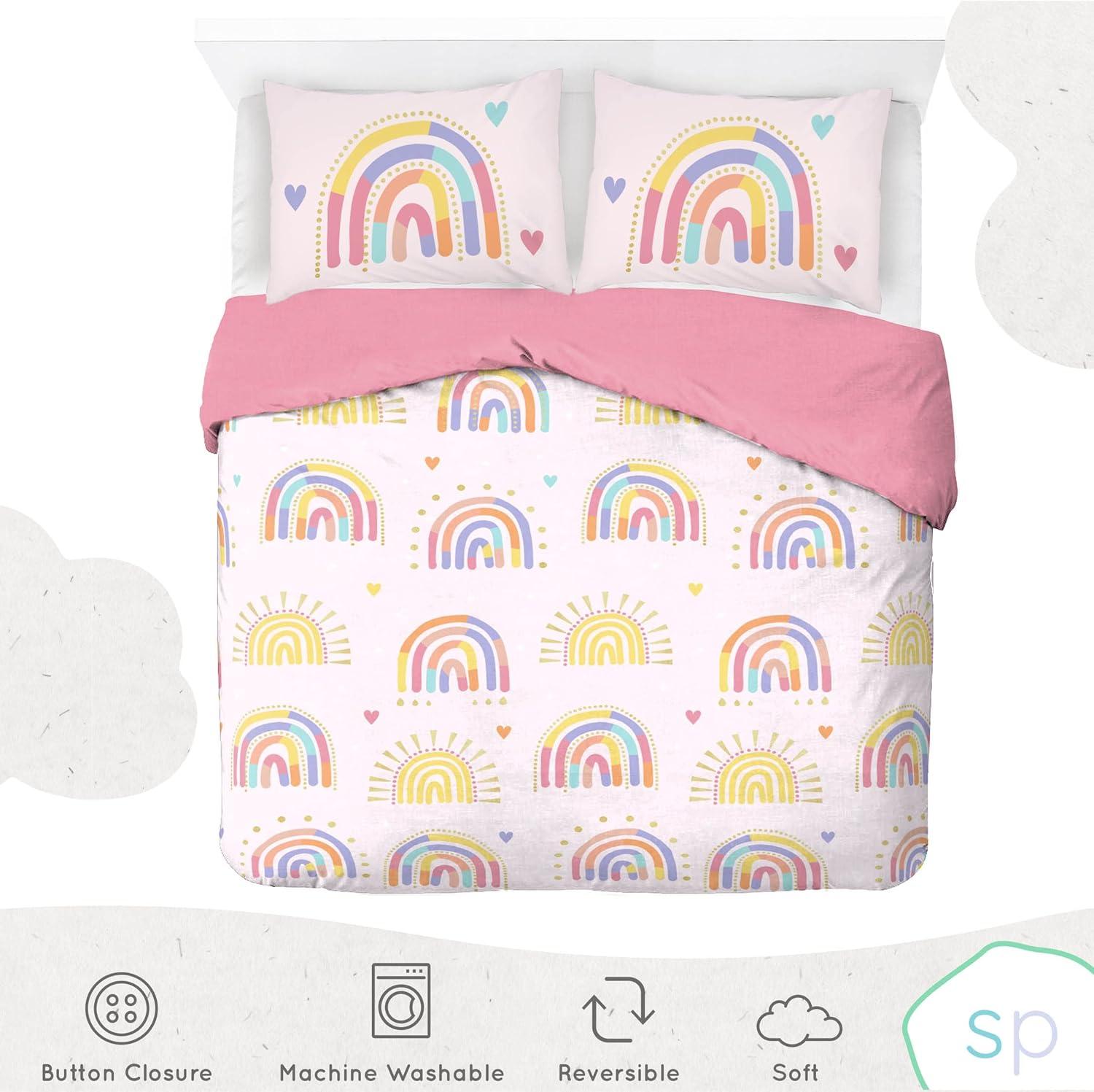 imageSaturday Park Bluey and Bingo Rainbow Clouds Twin Duvet Cover amp Sham Set 2 Piece 100 Organic Cotton Duvet Set GOTS amp OekoTEX CertifiedPink Rainbow