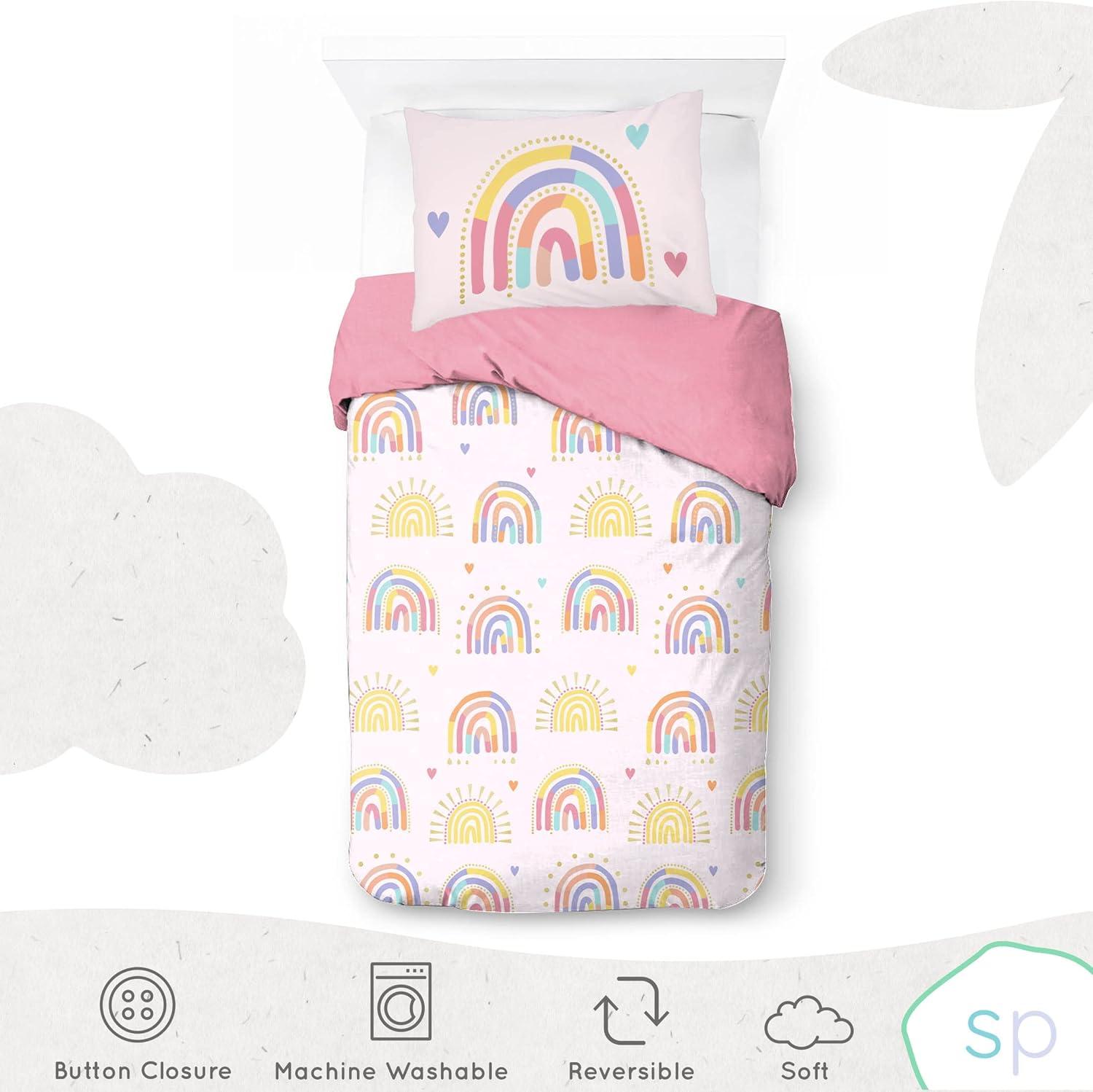 imageSaturday Park Bluey and Bingo Rainbow Clouds Twin Duvet Cover amp Sham Set 2 Piece 100 Organic Cotton Duvet Set GOTS amp OekoTEX CertifiedPink Rainbow