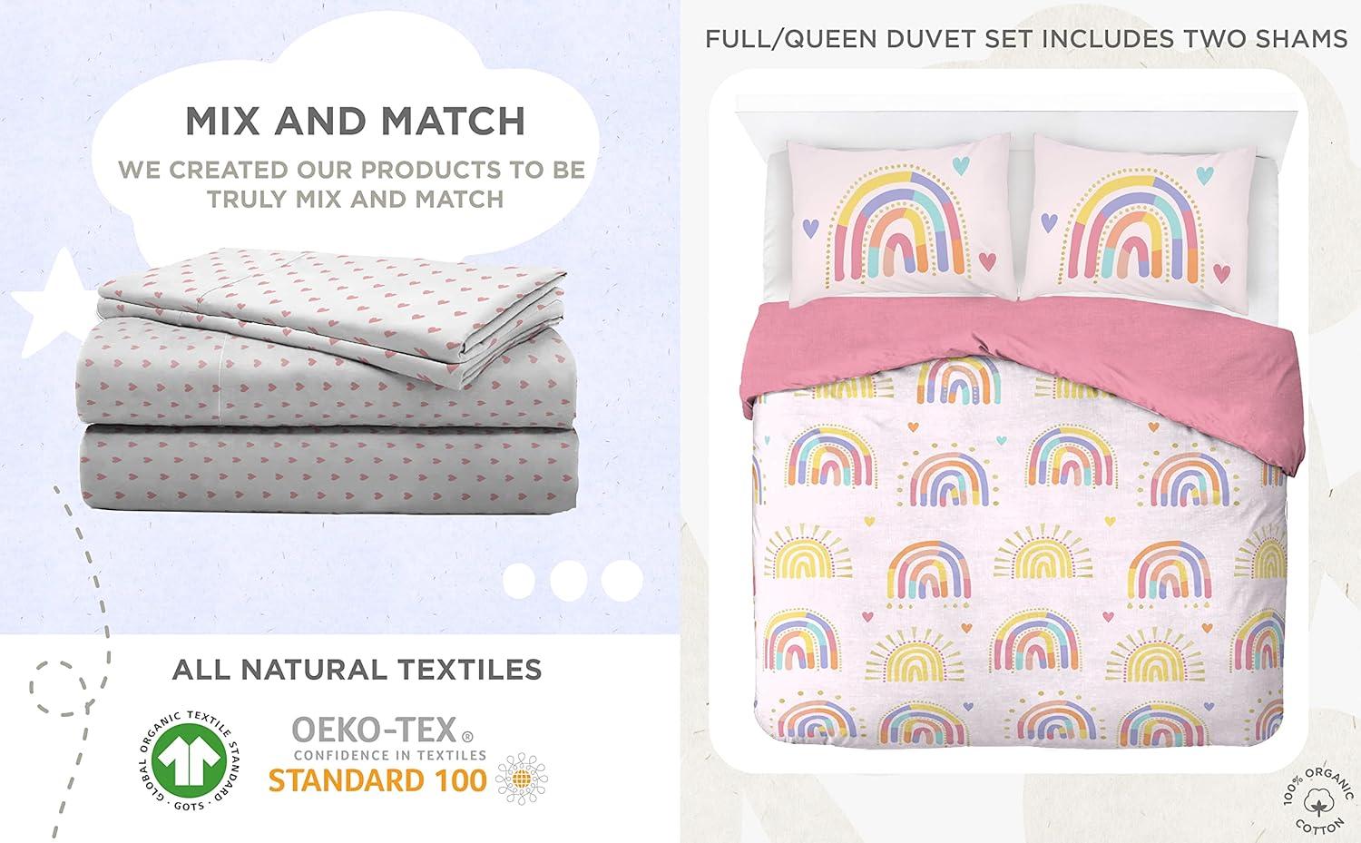 imageSaturday Park Bluey and Bingo Rainbow Clouds Twin Duvet Cover amp Sham Set 2 Piece 100 Organic Cotton Duvet Set GOTS amp OekoTEX CertifiedPink Rainbow