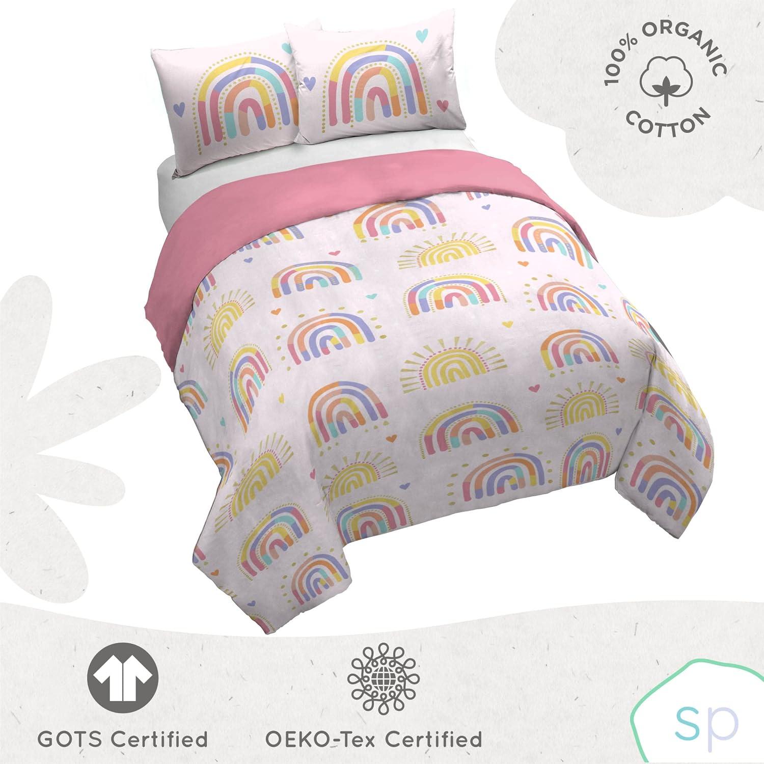 imageSaturday Park Bluey and Bingo Rainbow Clouds Twin Duvet Cover amp Sham Set 2 Piece 100 Organic Cotton Duvet Set GOTS amp OekoTEX CertifiedPink Rainbow
