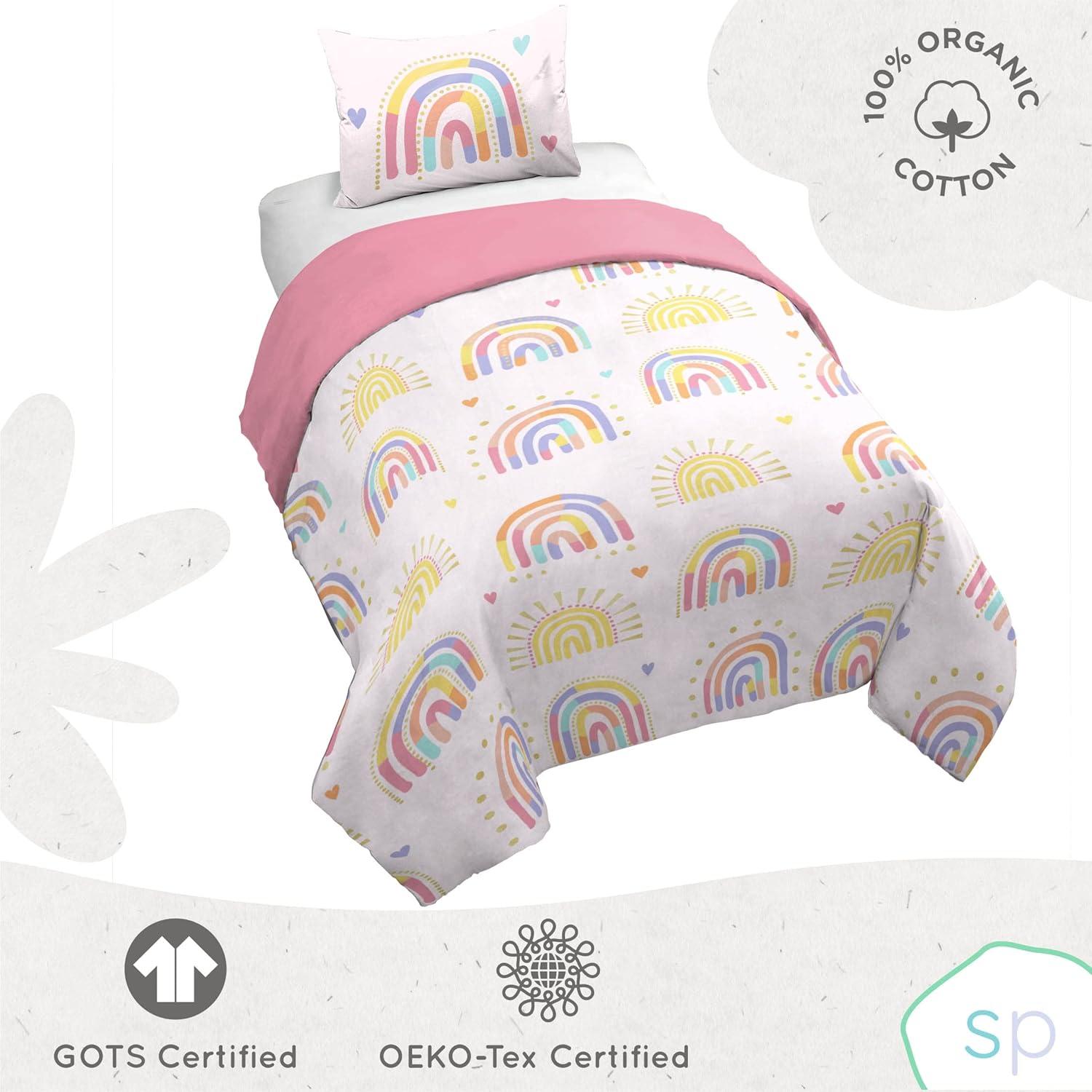 imageSaturday Park Bluey and Bingo Rainbow Clouds Twin Duvet Cover amp Sham Set 2 Piece 100 Organic Cotton Duvet Set GOTS amp OekoTEX CertifiedPink Rainbow