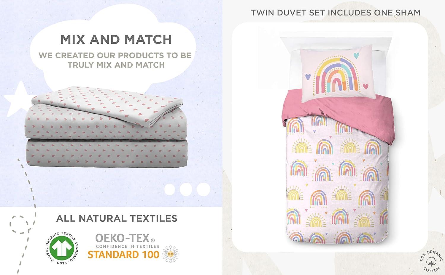 imageSaturday Park Bluey and Bingo Rainbow Clouds Twin Duvet Cover amp Sham Set 2 Piece 100 Organic Cotton Duvet Set GOTS amp OekoTEX CertifiedPink Rainbow