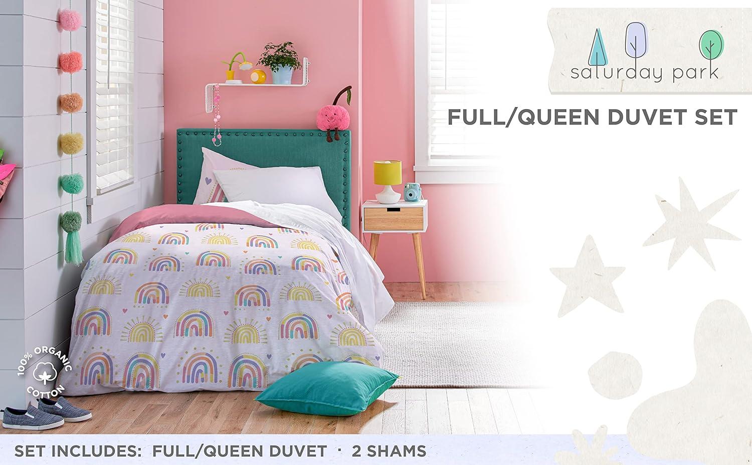imageSaturday Park Bluey and Bingo Rainbow Clouds Twin Duvet Cover amp Sham Set 2 Piece 100 Organic Cotton Duvet Set GOTS amp OekoTEX CertifiedPink Rainbow