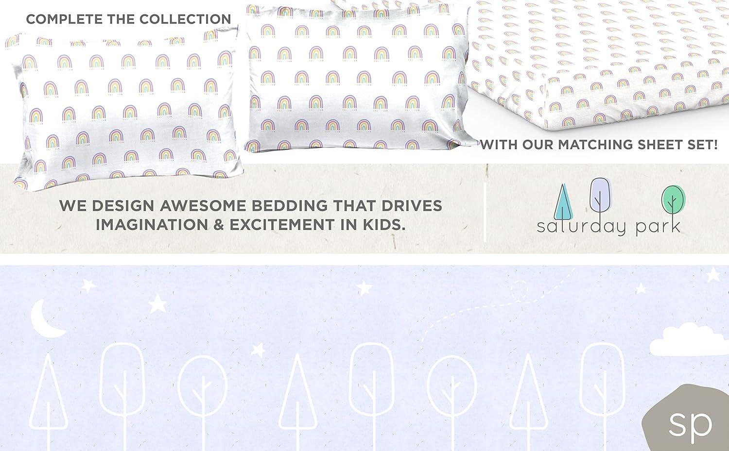 imageSaturday Park Bluey and Bingo Rainbow Clouds Twin Duvet Cover amp Sham Set 2 Piece 100 Organic Cotton Duvet Set GOTS amp OekoTEX CertifiedPink Rainbow