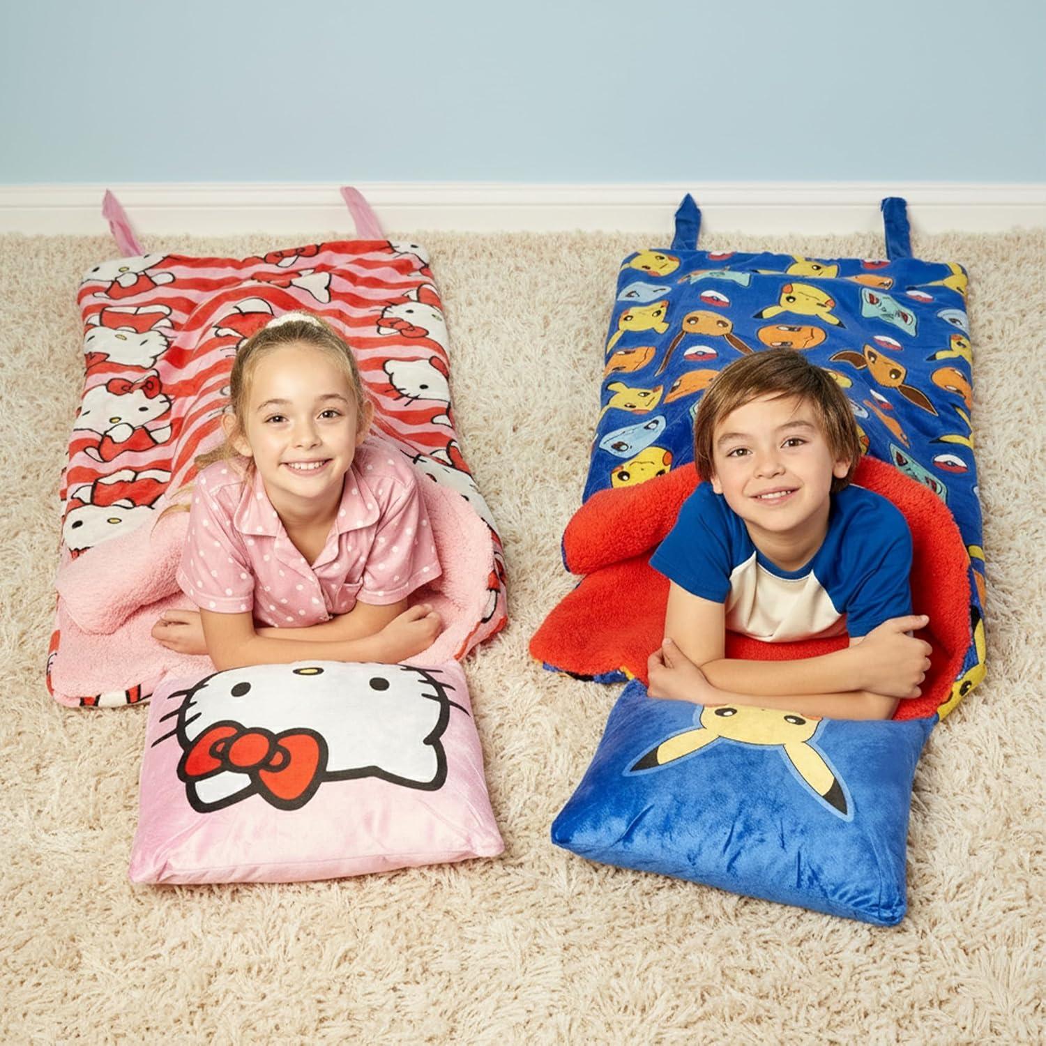 imageSilk Touch Sherpa Slumber Bag for Boys and Girls Sleeping Bag with Zipper 27 x 56 inchesHello Kitty Bow Friendly w Pillow