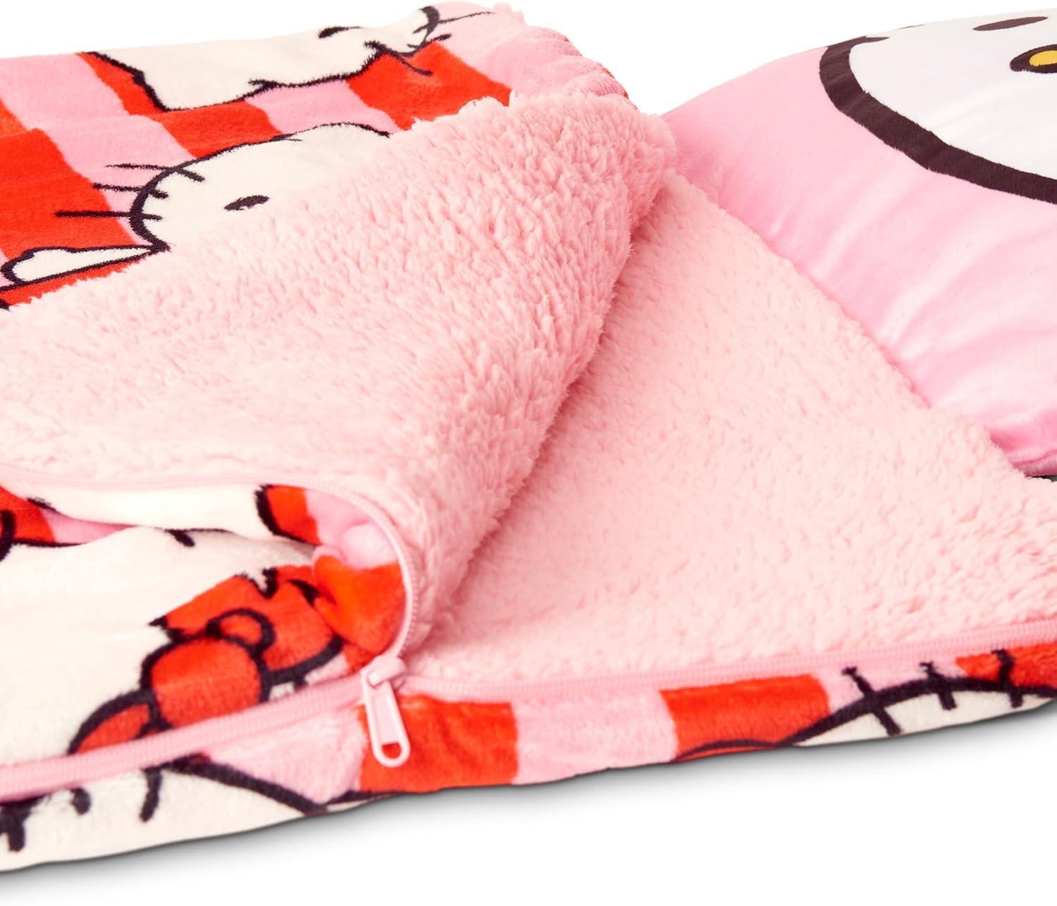imageSilk Touch Sherpa Slumber Bag for Boys and Girls Sleeping Bag with Zipper 27 x 56 inchesHello Kitty Bow Friendly w Pillow