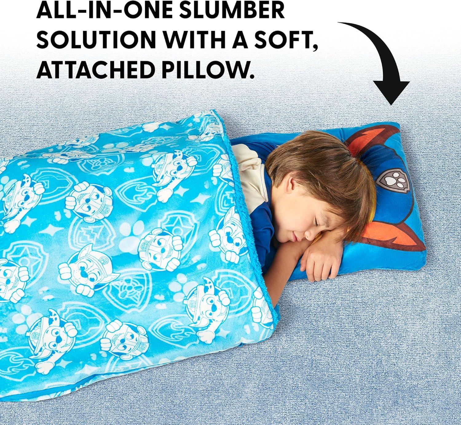 imageSilk Touch Sherpa Slumber Bag for Boys and Girls Sleeping Bag with Zipper 27 x 56 inchesPaw Patrol Chase w Pillow