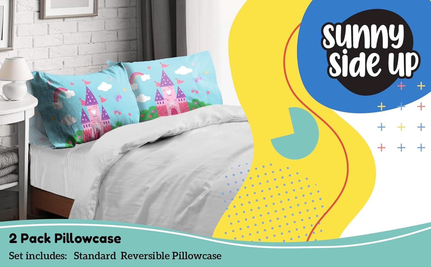 imageSunny Side Up Bluey amp Bingo Pack of 2 Reversible Pillowcases Double Sided Pillow Covers Kids Super Soft BeddingBlue Magic Castle