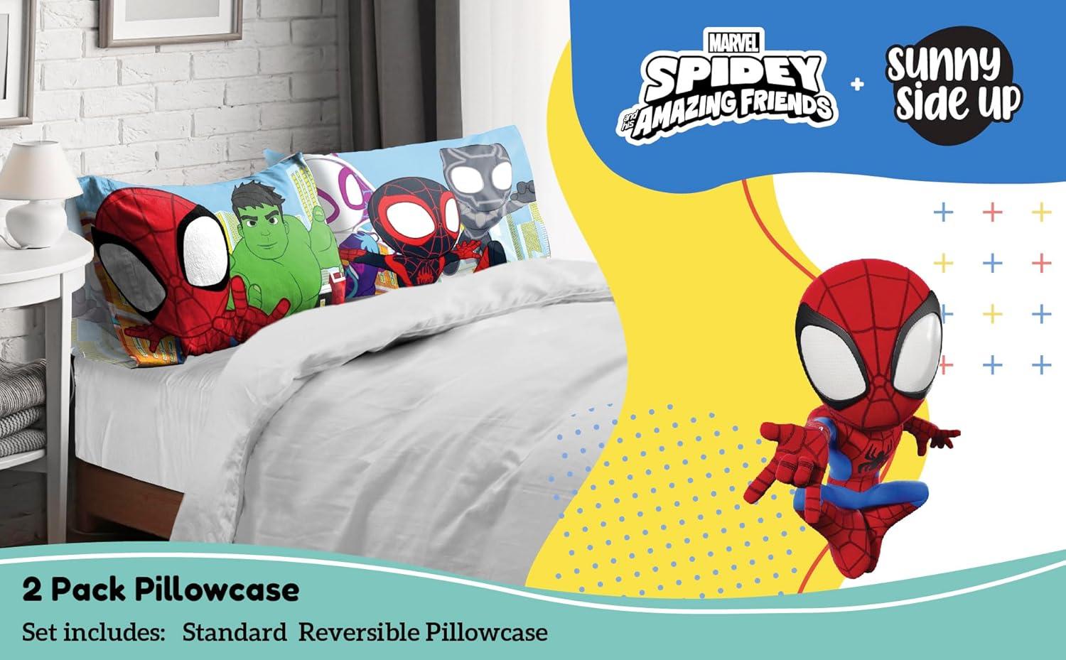 imageSunny Side Up Bluey amp Bingo Pack of 2 Reversible Pillowcases Double Sided Pillow Covers Kids Super Soft BeddingMulti Spidey Friends