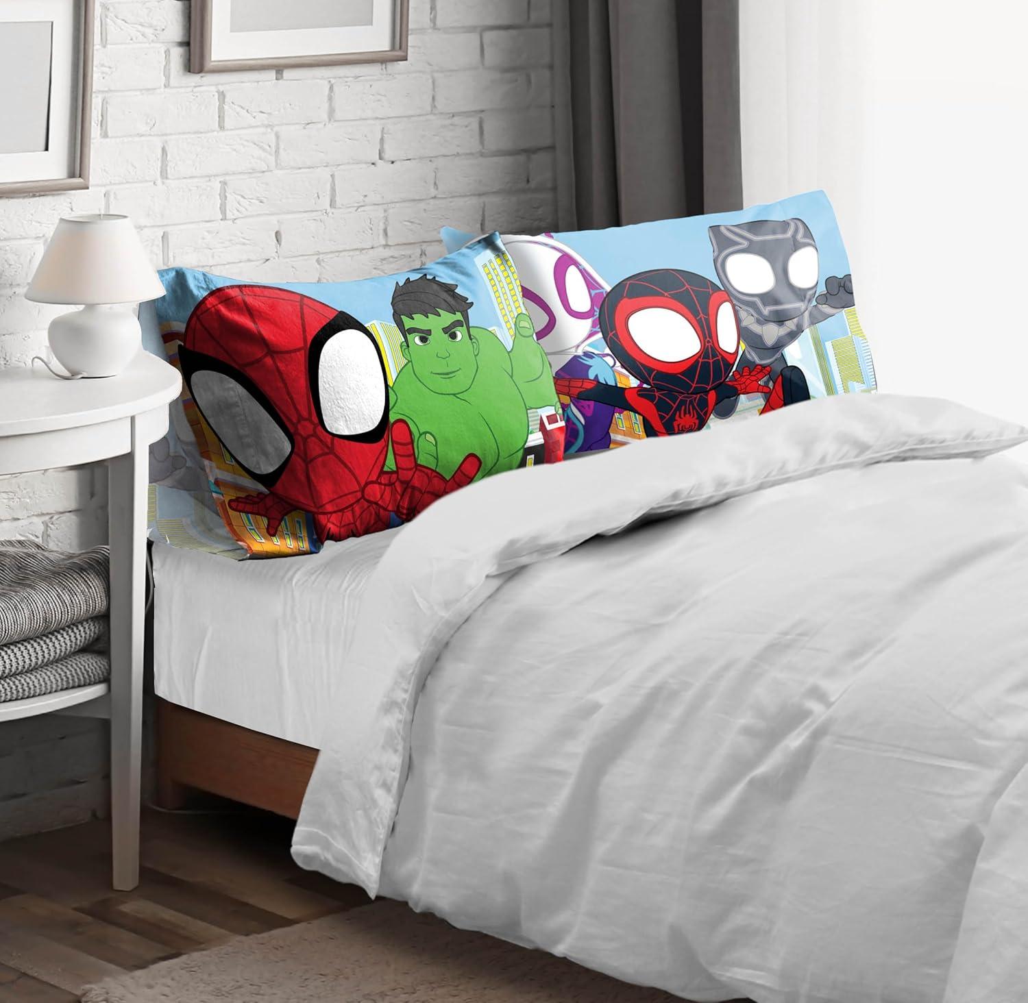 imageSunny Side Up Bluey amp Bingo Pack of 2 Reversible Pillowcases Double Sided Pillow Covers Kids Super Soft BeddingMulti Spidey Friends