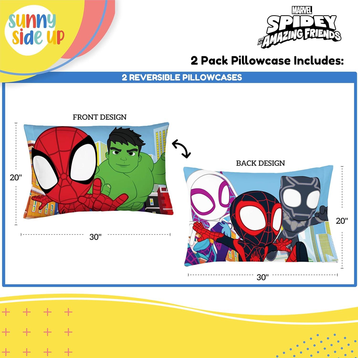 imageSunny Side Up Bluey amp Bingo Pack of 2 Reversible Pillowcases Double Sided Pillow Covers Kids Super Soft BeddingMulti Spidey Friends