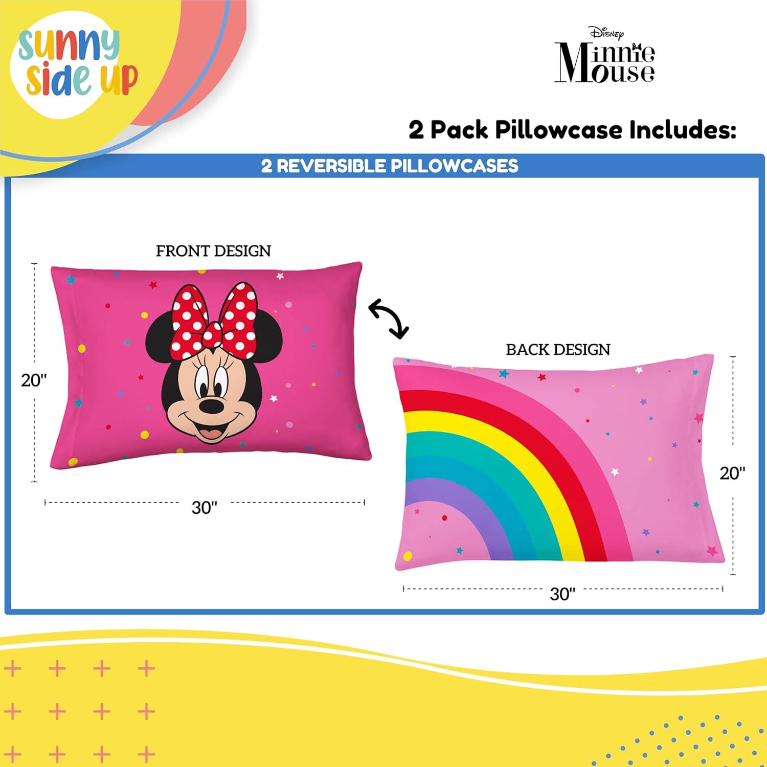 imageSunny Side Up Bluey amp Bingo Pack of 2 Reversible Pillowcases Double Sided Pillow Covers Kids Super Soft BeddingPink Minnie Mouse