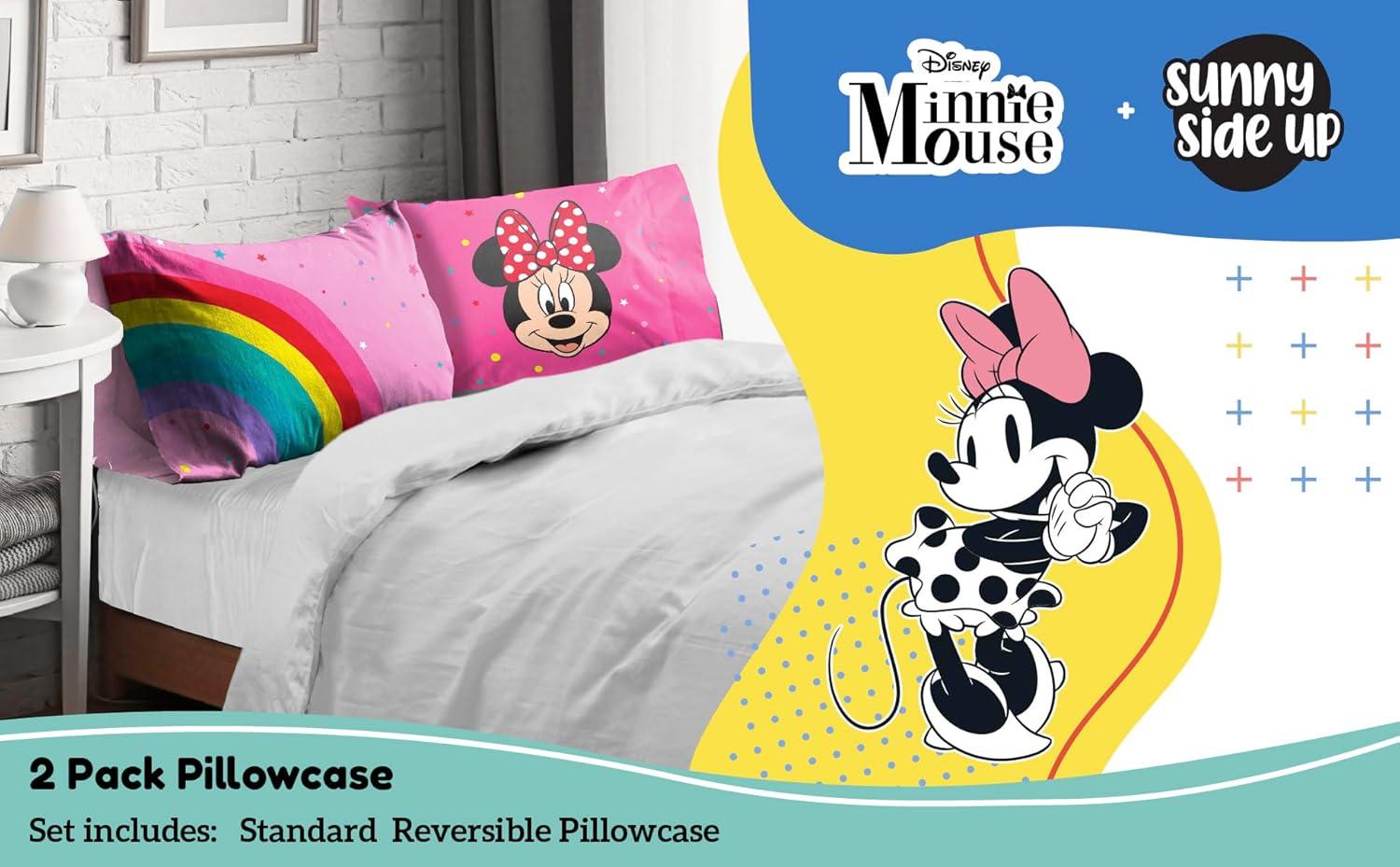 imageSunny Side Up Bluey amp Bingo Pack of 2 Reversible Pillowcases Double Sided Pillow Covers Kids Super Soft BeddingPink Minnie Mouse